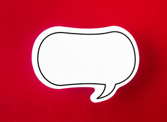 The Speech bubble with copy space communication talking speaking concepts on red background.