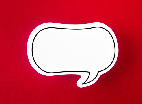 The Speech bubble with copy space communication talking speaking concepts on red background.