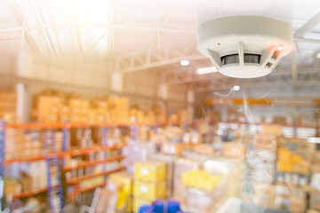 Fire Alarms for Warehouse Smoke Detector Fire Detector safety device setup at Cargo Storage Area ceiling