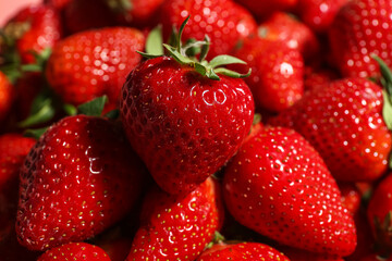 Texture of fresh strawberries as background