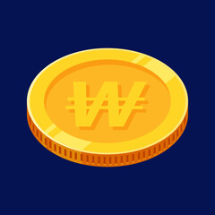 Won Korea Coin Gold KRW Korean Isolated