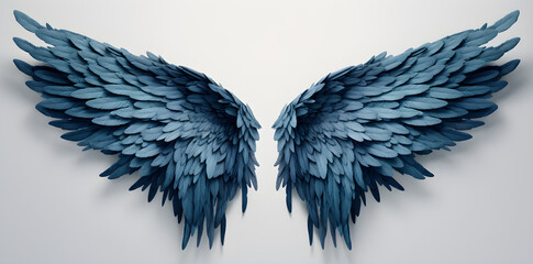 Blue wings isolated on white background  created with Generative AI technology