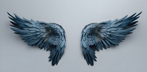 Blue wings isolated on white background  created with Generative AI technology