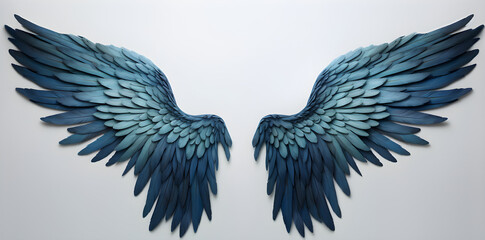 Blue wings isolated on white background  created with Generative AI technology