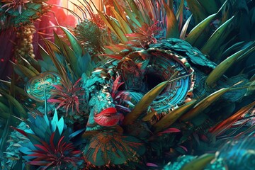 Obraz na płótnie Canvas Futuristic Nature-Tech Fusion - Mesmerizing Macro Hybrid Texture Background