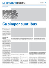 Newspaper design template with blue headline