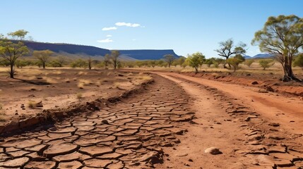 Dry and barren landscape with vibrant greens and earthy browns