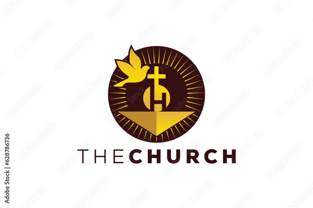 Wall mural Trendy and Professional letter H church sign Christian and peaceful vector logo