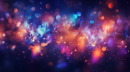 Obraz premium Abstract colorful glittering effect defocused design on dark background, shiny elegance fantasy bright color contrast with black concept