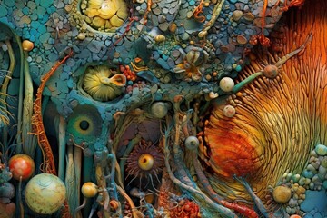 Obraz premium Futuristic Nature-Tech Fusion - Mesmerizing Macro Hybrid Texture Background