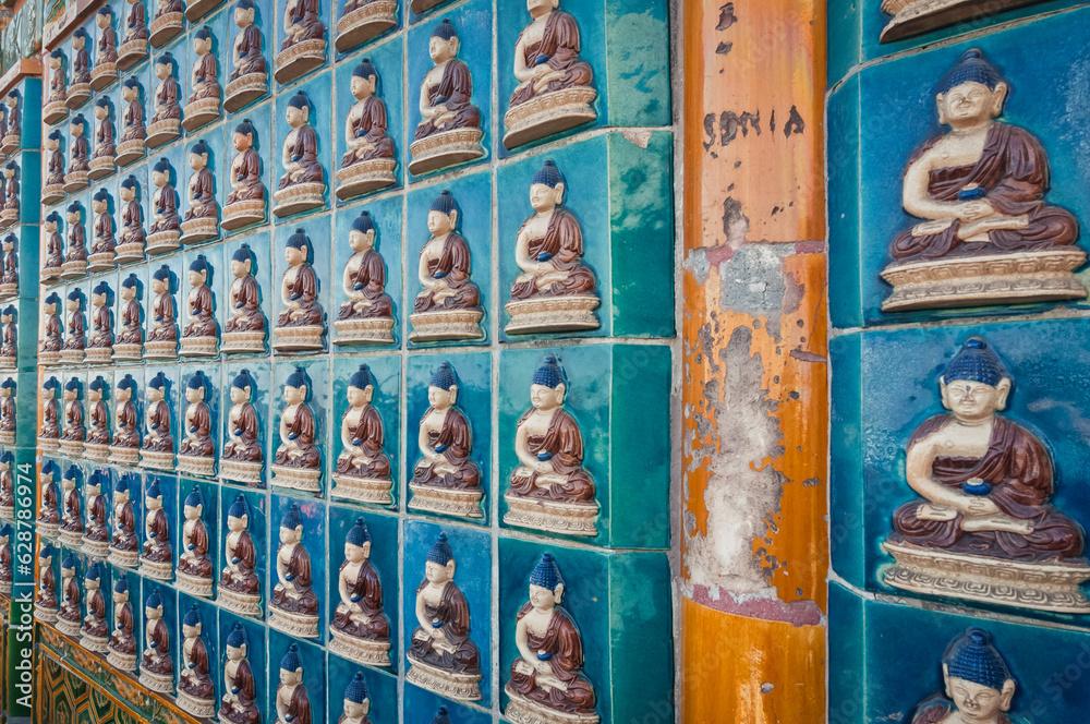 Canvas Prints Tiles of ShanYin - Benevolent Voice Pavilion in Yong'an Temple of Eternal Peace in Beihai Park, Beijing, China