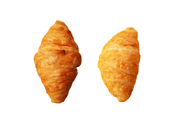 Croissant on white background.
