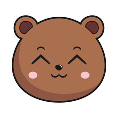 Bear Smiling Face Head Kawaii Sticker Isolated