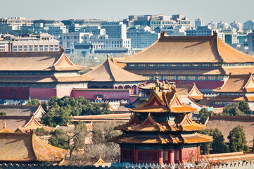 Forbidden City seen from Beihai Park hills in Beijing, China