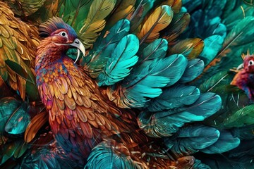 Fototapeta premium Futuristic Nature-Tech Fusion - Mesmerizing Macro Hybrid Texture Background