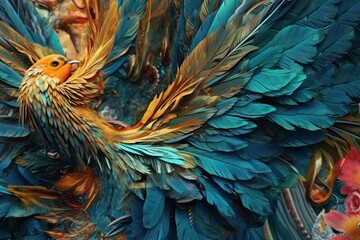 Fototapeta premium Futuristic Nature-Tech Fusion - Mesmerizing Macro Hybrid Texture Background