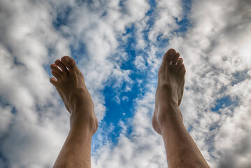 feet in the air