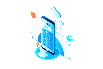 Weather App Isometric Concept Landing Page