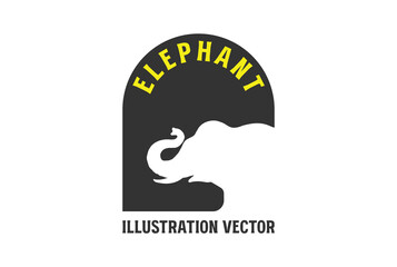 Simple Minimalist Elephant Silhouette Illustration Vector