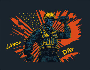Labor Day poster vector illustration ai generated 