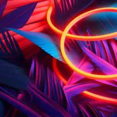 Glowing Tropical Themed 3D Abstract Background