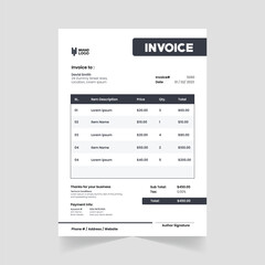 Modern Vector Abstract Invoice Design Template