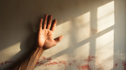 Detailed image of a hand's shadow, highlighting themes of individuality and humanity - Generative AI - obrazy, fototapety, plakaty