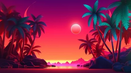  Glowing Tropical Themed 3D Abstract Background © AberrantRealities