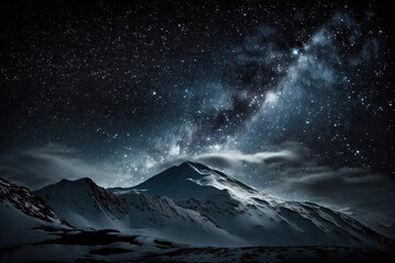 Fototapeta na wymiar Night sky stars with milky way on mountain. High quality photo