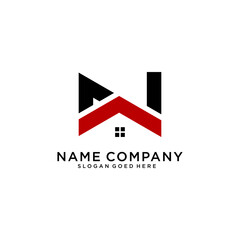 N logo design is intended for construction, building, real estate, home, and property. An awesome trendy and minimal N home logo design template with White and Black colors.