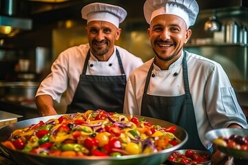 Gourmet chef in cooking uniform in the kitchen