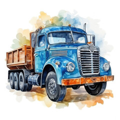 Track car. Watrercolor style. Clipart illustration