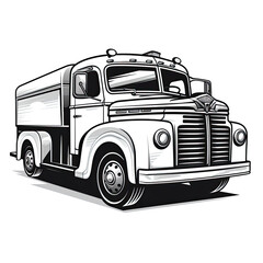 Track car. Black and white Clipart illustration