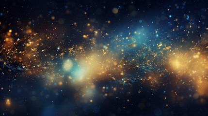 Abstract colorful glittering effect defocused design on dark background, shiny elegance fantasy bright color contrast with black concept