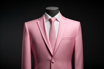 Elegant men pink suit tie. Generate Ai