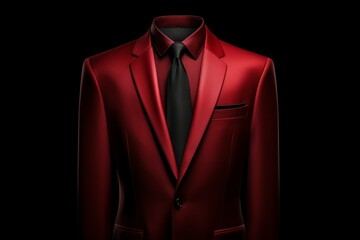 Elegant men red suit studio. Generate Ai