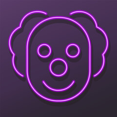 clown neon sign, modern glowing banner design, colorful modern design trends on black background. Vector illustration.