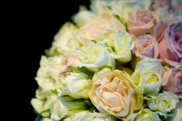 Bright wedding bouquet for the ceremony from fresh flowers