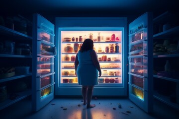 Fat woman refrigerator. Generate Ai