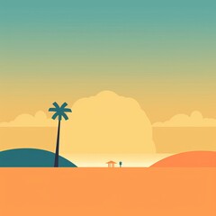 Minimalist Abstract Summer Theme Landscape Background