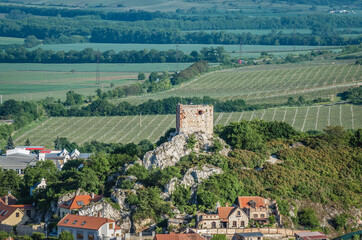 Fototapeta na wymiar Aerial view of Mikulov city with Goat Tower in the middle, Czech Republic