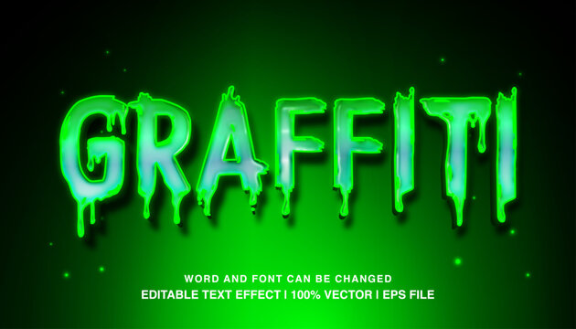Graffiti editable text effect template, 3d bold green glossy font style typeface. premium vector
