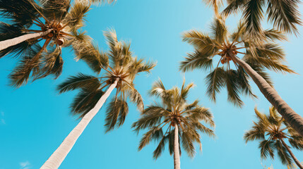Palm trees against a blue sky