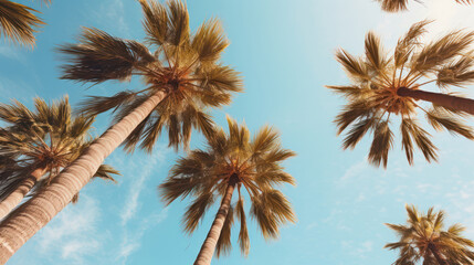 Fototapeta premium Palm trees against a blue sky