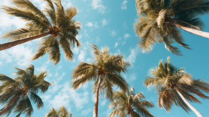 Naklejka premium Palm trees against a blue sky