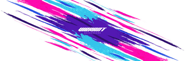 Abstract and Colorful Brush Background with Halftone Effect. Brush Stroke Illustration for Banner, Poster, or Sports Background. Scratch and Texture Elements For Design © WzKz