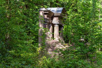Burial vault or mausoleum in the southwest churchyard Stahnsdorf, a famous woodland- and also a celebrity cemetery in the federal state of Brandenburg in the south of Berlin
