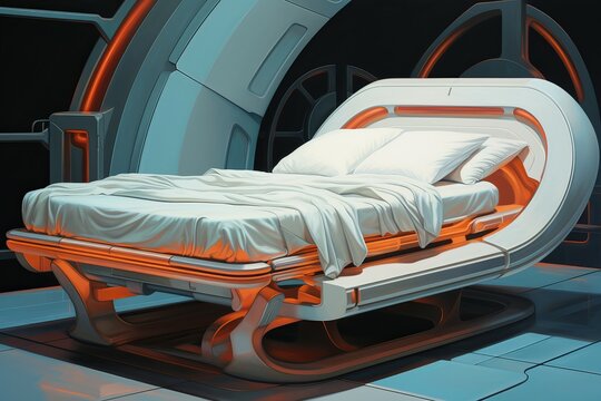 Futuristic bed. Generate Ai