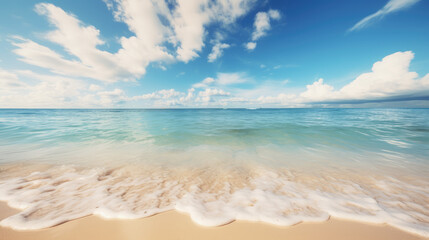 Fototapeta na wymiar Tropical nature golden beach, turquoise sea summer background. Generative ai