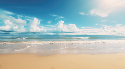 Tropical golden beach, turquoise sea summer background nature. Generative ai